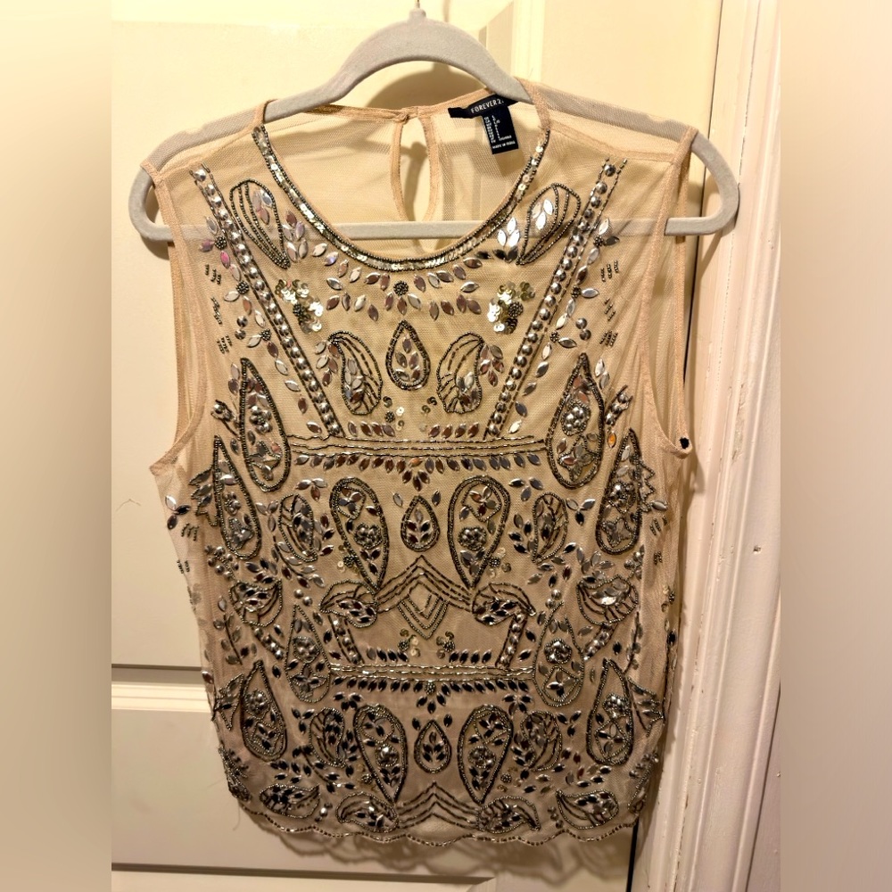 Forever 21 Sheer Embroidered Women’s Top